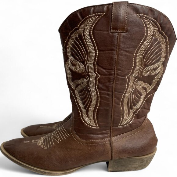 Coconuts Matisse Brown Faux Leather Western Cowgirl Cowboy Boots Women's 11 M - Picture 7 of 13